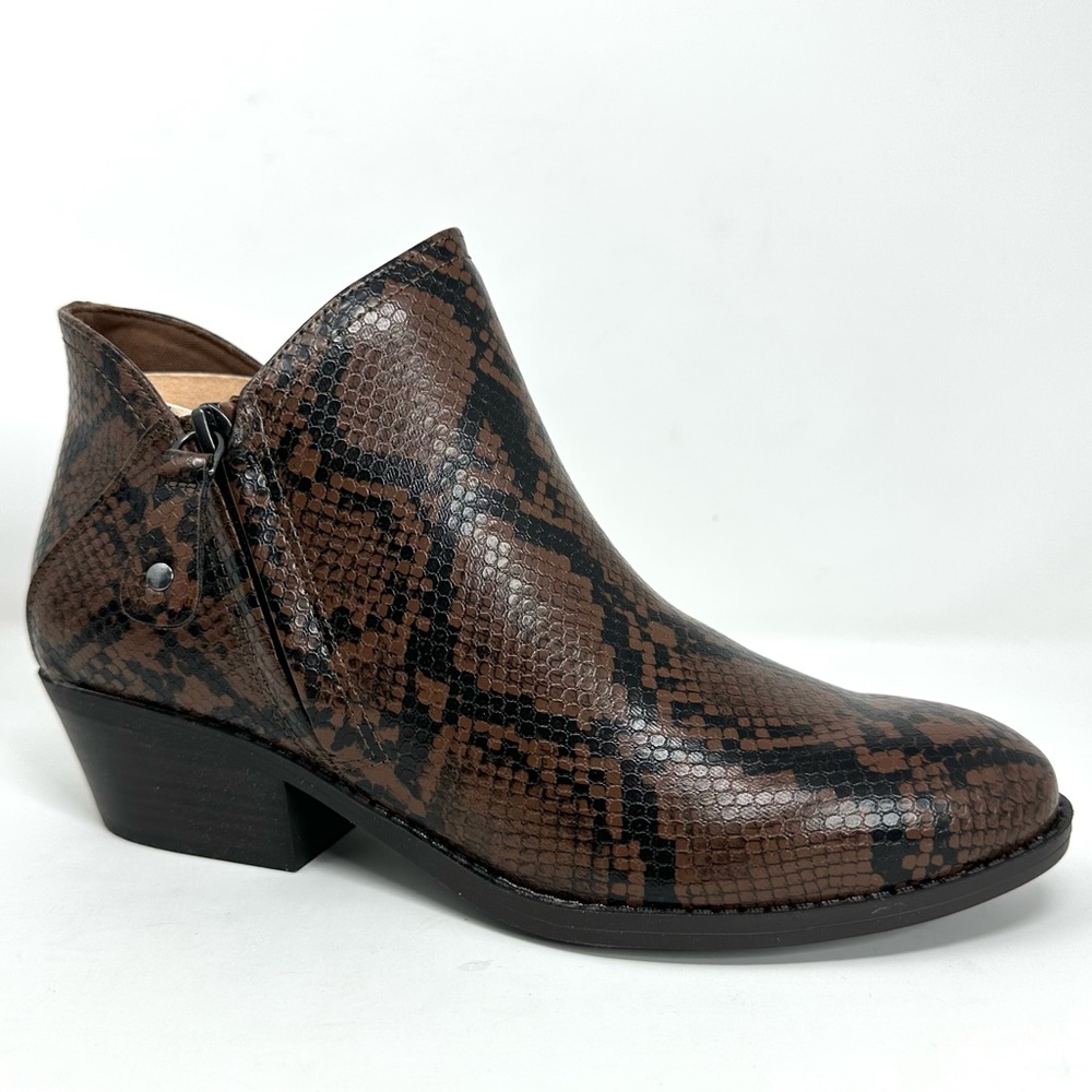 SO Angelfish Women's Brown Snake Ankle Boots - Picture 2 of 15